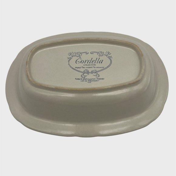 Cordella Collection Hand Painted Stoneware Burnet Oval Vegetable Bowl 10.5" - Picture 2 of 5